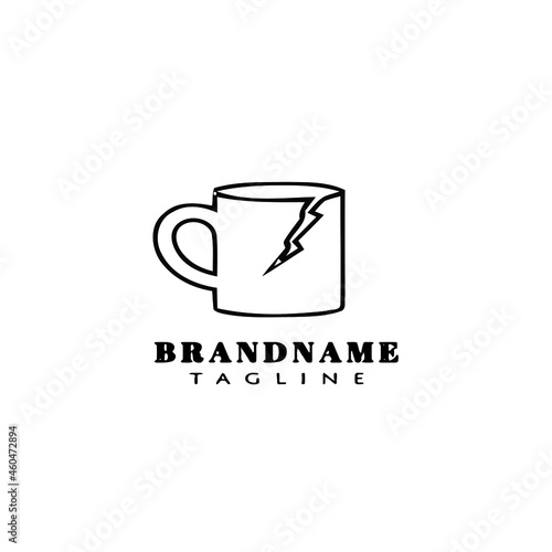 broken cup cartoon logo icon template illustration