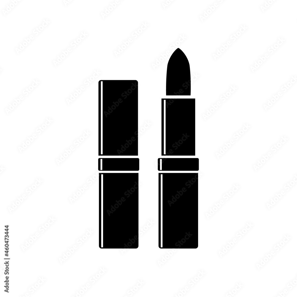 Lipstick, black icon. Isolated on white background vector illustration.