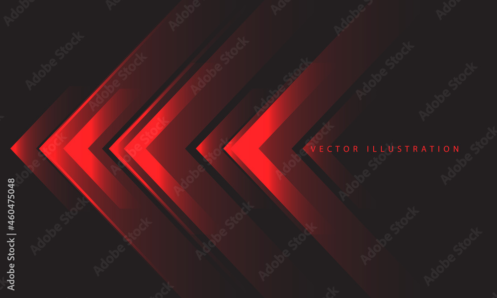 Abstract red arrow light direction on dark grey design modern technology futuristic background vector