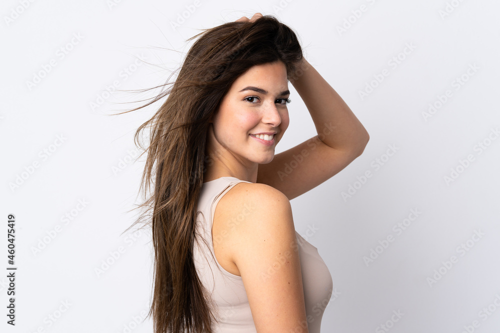 Teenager Brazilian girl over isolated background Teenager Brazilian girl over isolated background