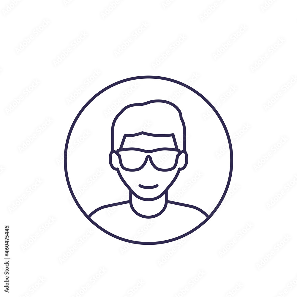 student, nerd guy vector line icon