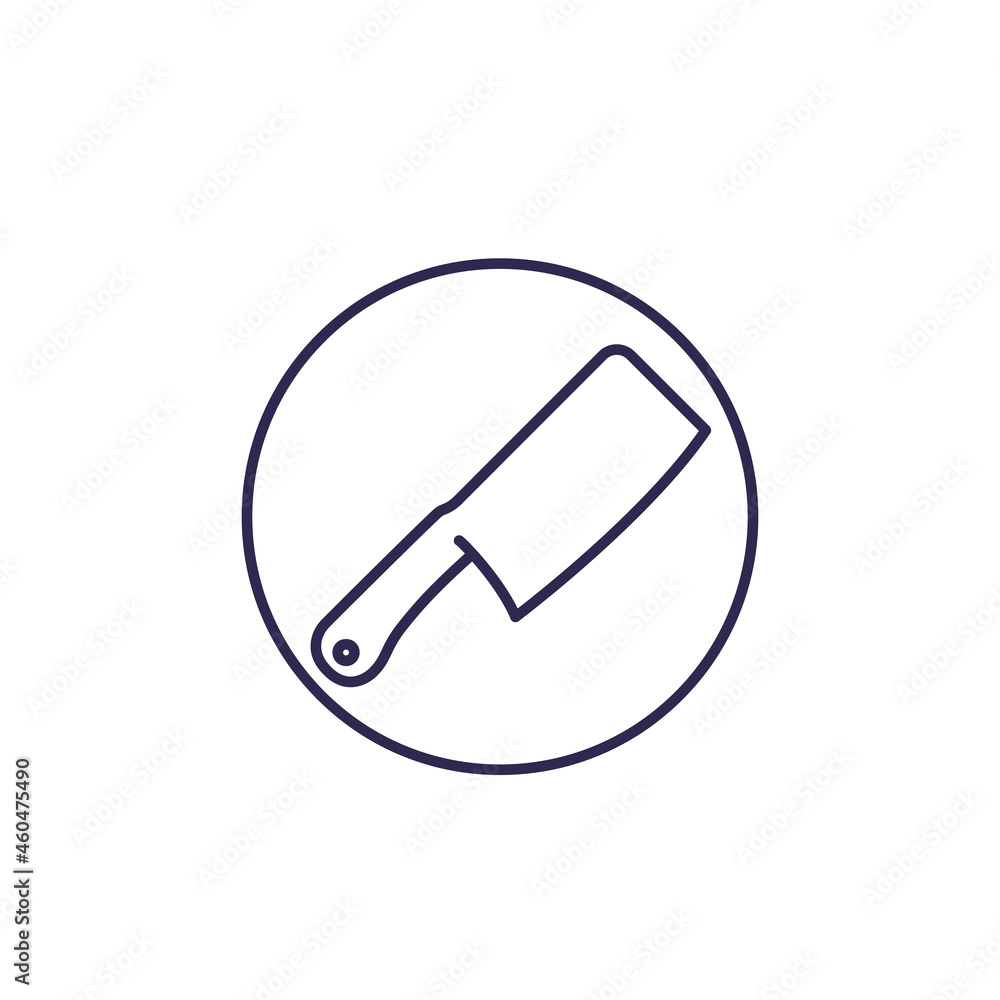 butcher cleaver vector line icon butcher cleaver vector line icon