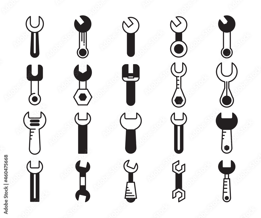 wrench and spanner icons set vector wrench and spanner icons set vector