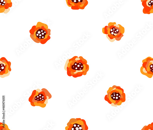 Orange rose. Seamless pattern on the white background.