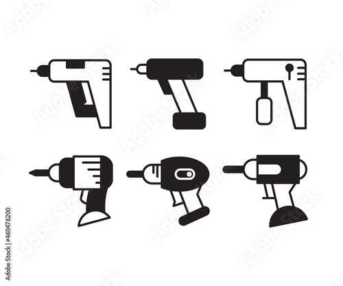 drill and auger icons set vector