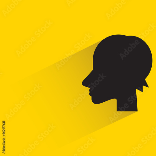 woman head silhouette with shadown on yellow background