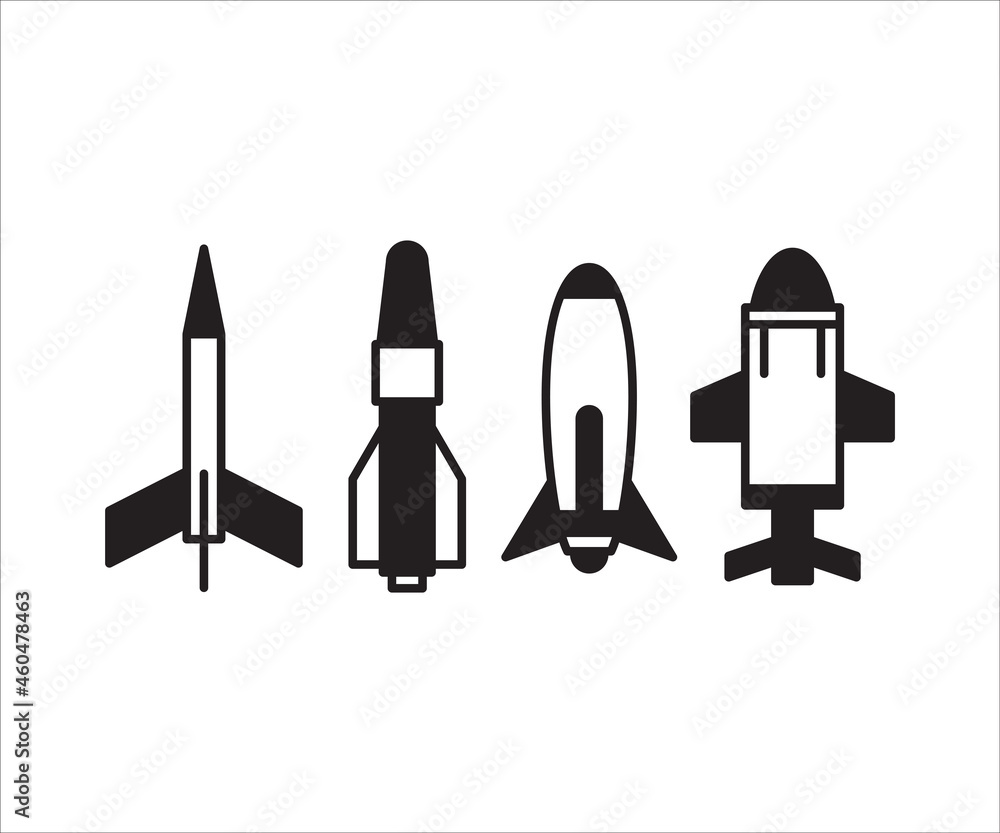 missile and rocket icons vector set missile and rocket icons vector set