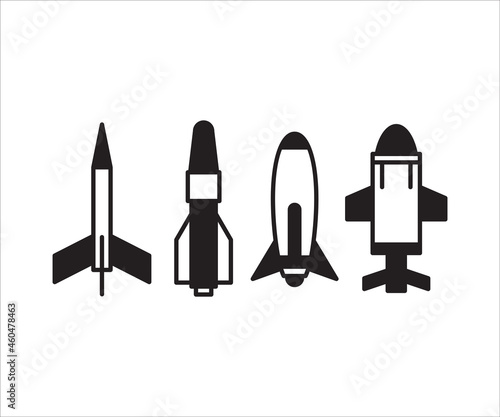 missile and rocket icons vector set