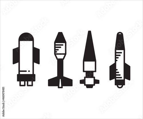 missile and rocket icons vector set
