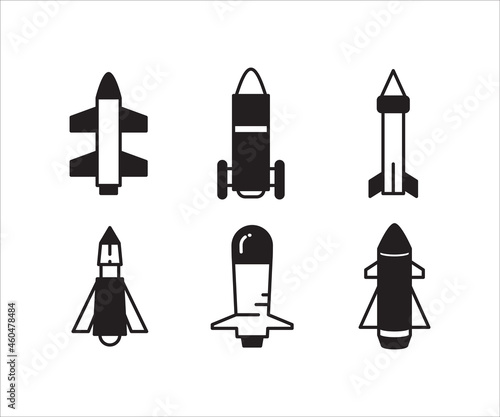 missile and rocket icons vector set