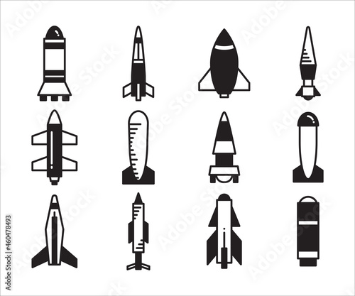 missile and rocket icons vector set