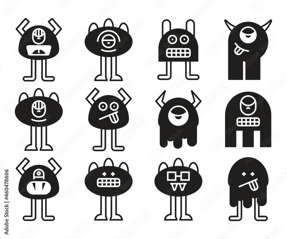 cute and spooky monster characters set vector cute and spooky monster characters set vector