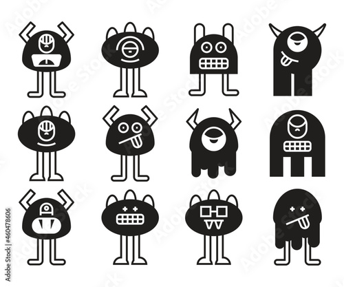 cute and spooky monster characters set vector