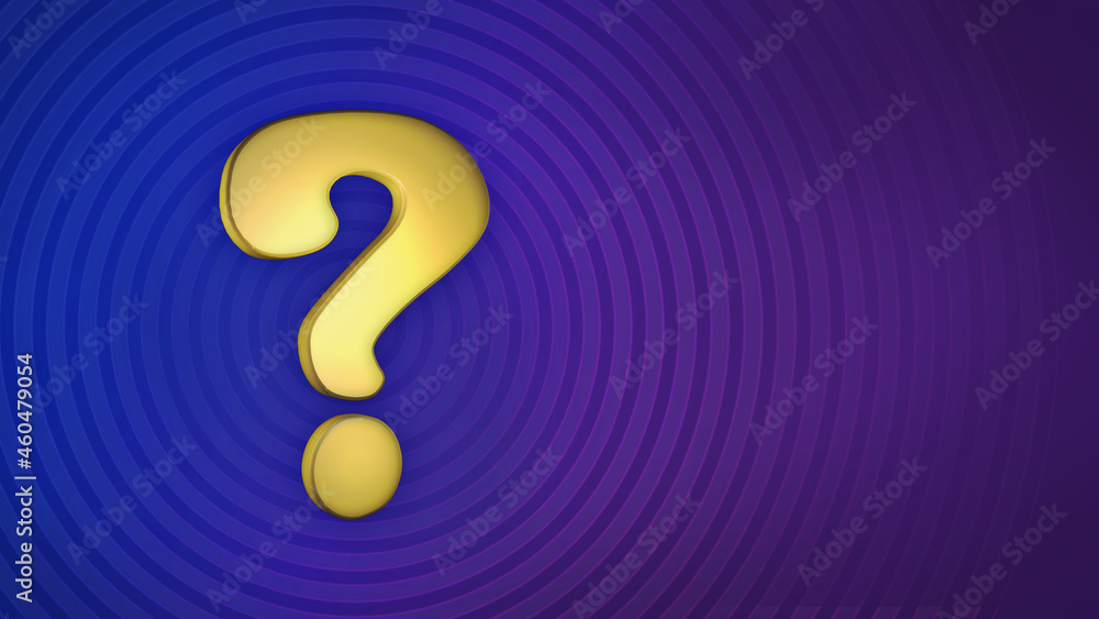 Naklejka premium Question mark on a blue background. Basic 3D illustration template card, with copy space for text