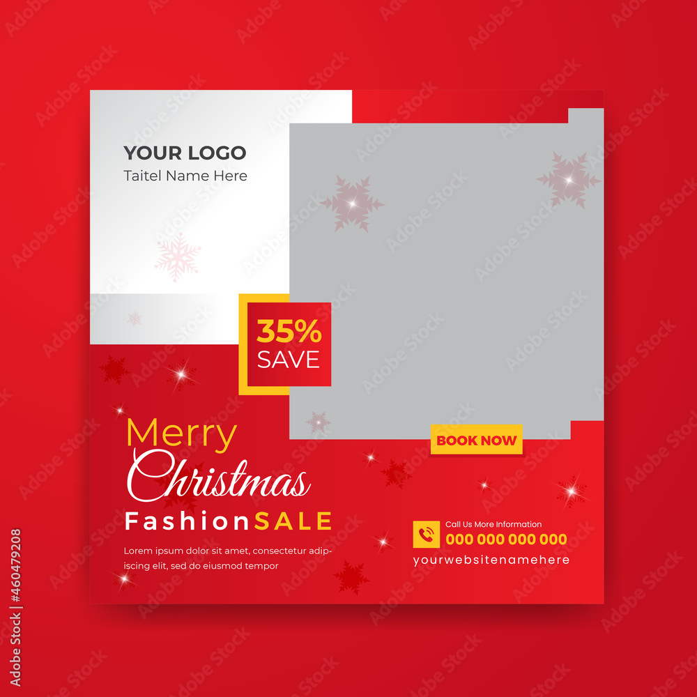 Merry Christmas Fashion Sale Social Media Post Square Web Banner Template Design