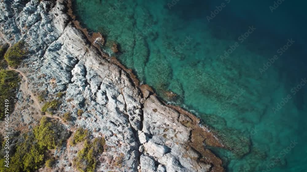 Aerial Shot Of Turquoise Water And Rock Formations, Mediterranean Sea, Mersin, Turkey Aerial Shot Of Turquoise Water And Rock Formations, Mediterranean Sea, Mersin, Turkey