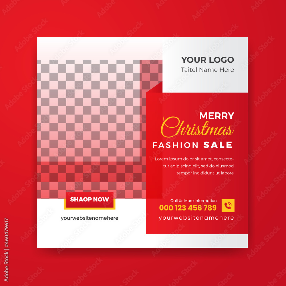 Fototapeta premium Merry Christmas Fashion Sale Social Media Post Square Web Banner Template Design