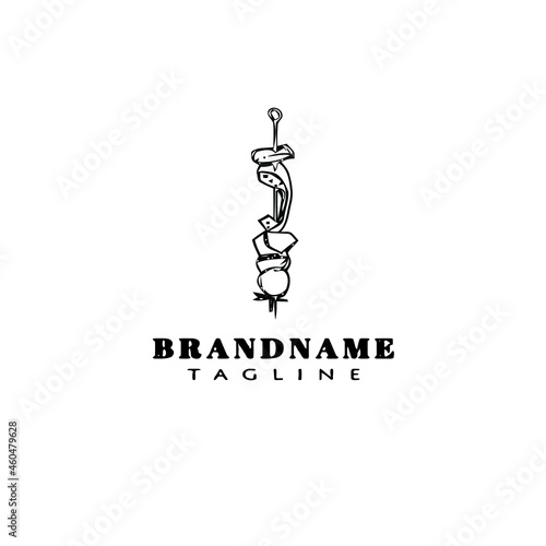 barbecue logo cartoon icon design cute black isolated vector illustration