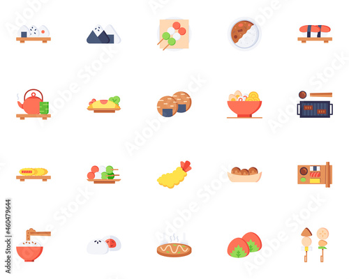 set of japanese food icons, japanese restaurant