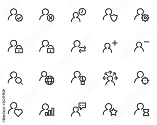 set of users thin line icons