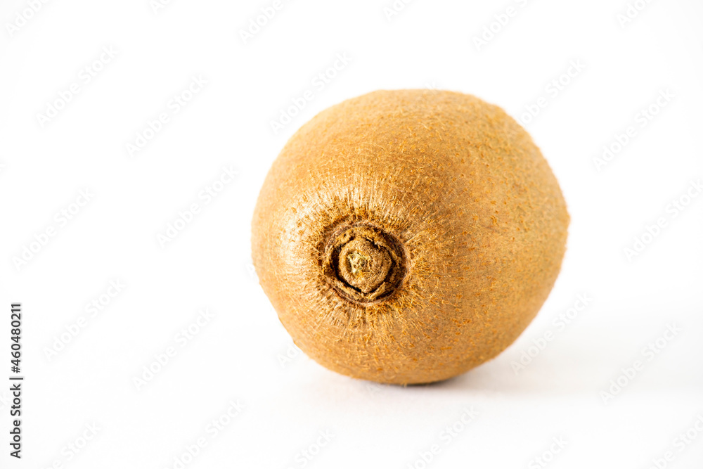 Fototapeta premium Kiwi fruit macro close up, white background, horizontal format