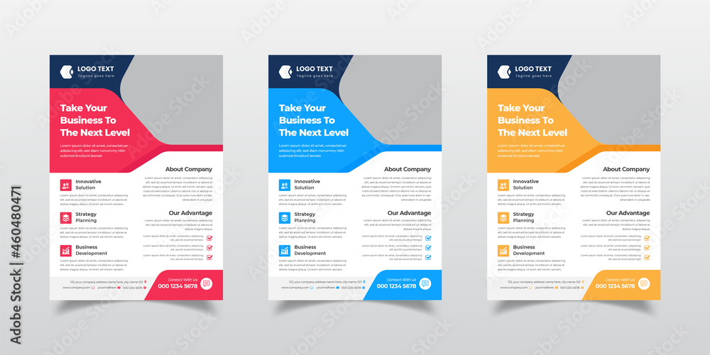 Modern Corporate Business Company Agency A4 Flyer Template Or Colorful Shape Flyer Template Design