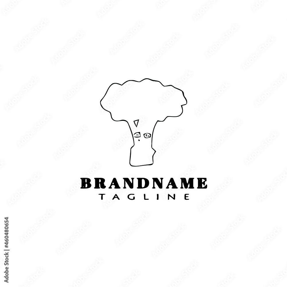 broccoli logo cartoon icon cute template black isolated vector illustration broccoli logo cartoon icon cute template black isolated vector illustration