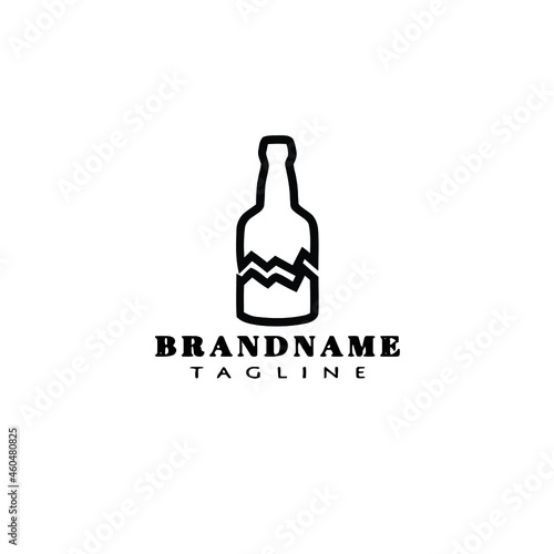 broken bottle cartoon logo icon design flat black isolated vector illustration