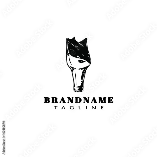 broken bottle cartoon logo icon design template black isolated simple illustration