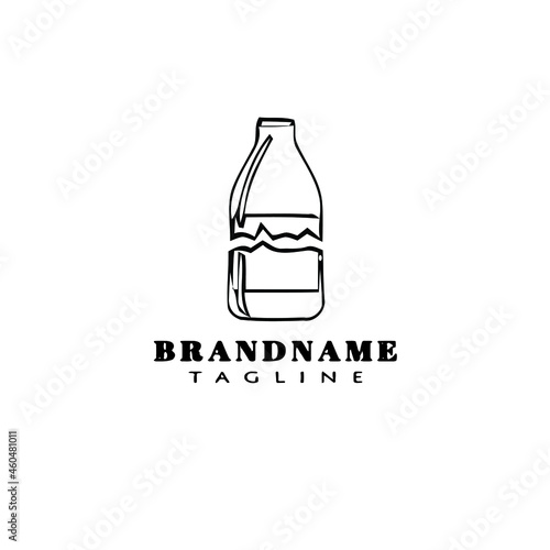 broken bottle cartoon logo icon design template black isolated concept illustration