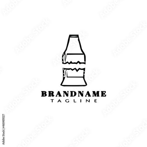 broken bottle cartoon logo icon design template black isolated vector concept