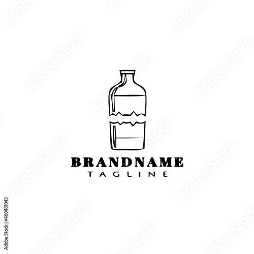 concept broken bottle cartoon logo icon design template black isolated vector illustration