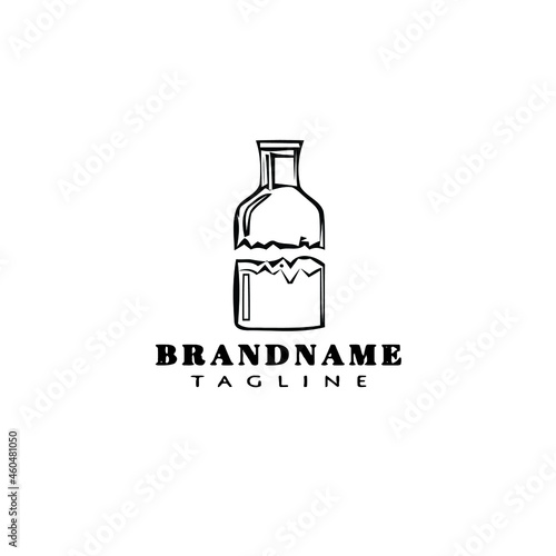 broken bottle flat logo icon design template black isolated vector illustration