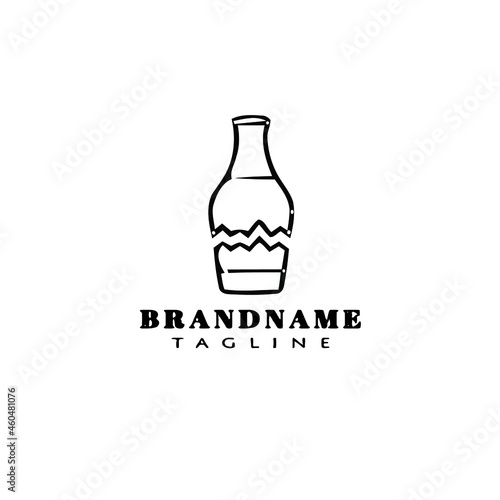broken bottle cartoon logo icon flat template black isolated vector illustration