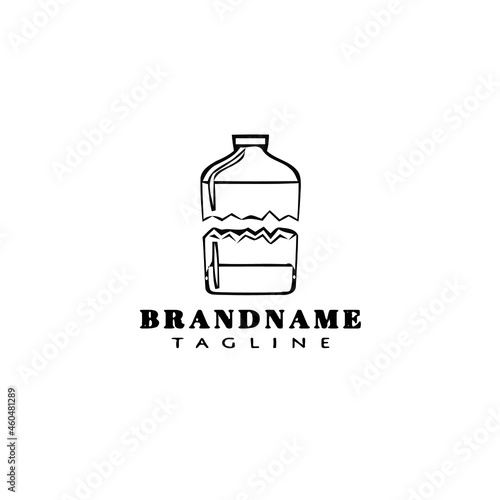 broken bottle cartoon logo icon design simple black isolated vector illustration