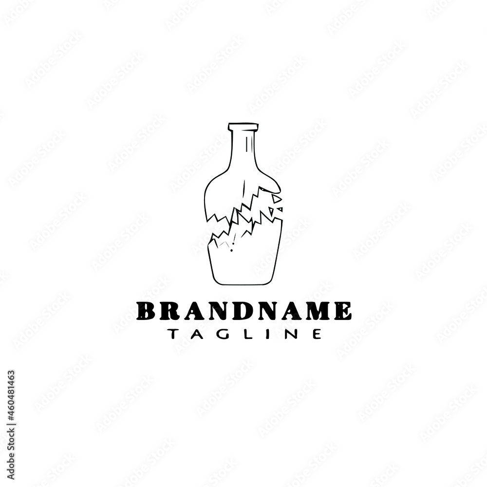 broken bottle cartoon logo icon design template cute isolated vector illustration