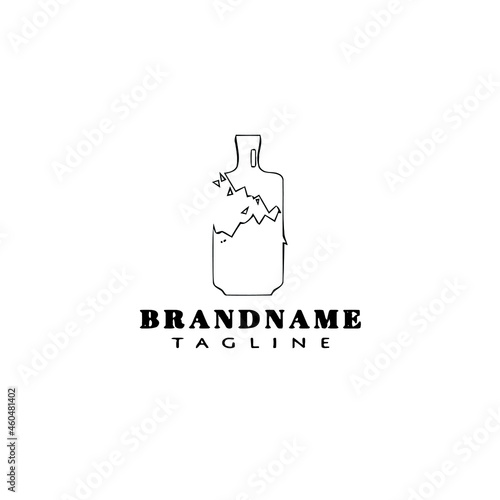 broken bottle cute logo icon design template black isolated vector illustration