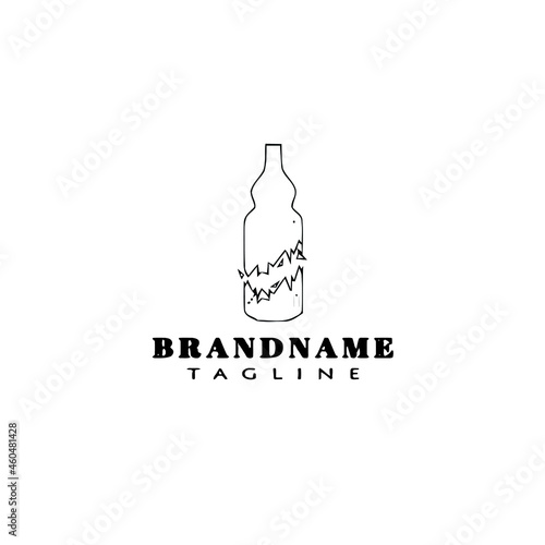 broken bottle cartoon logo icon cute template black isolated vector illustration