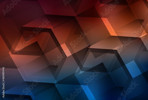 Dark Blue, Red vector pattern with colorful hexagons.
