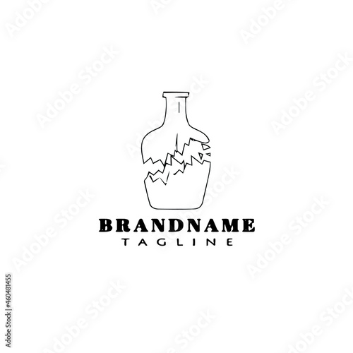 broken bottle cartoon logo icon design cute black isolated vector illustration