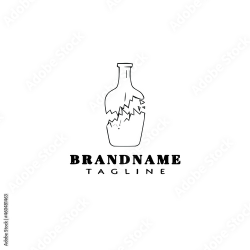 broken bottle cartoon logo icon design template cute isolated vector illustration