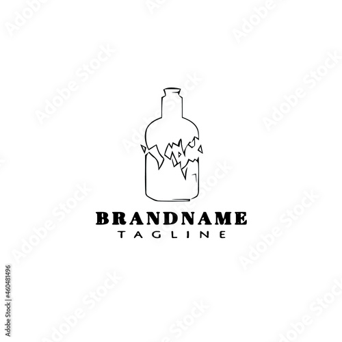 broken bottle cartoon logo icon design template black isolated cute illustration