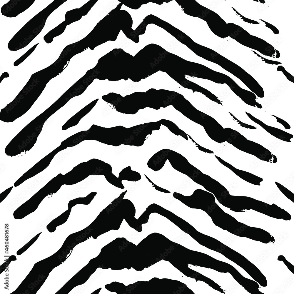Spots Tiger Vector Tiger fur seamless pattern. Hand drawn spots vector illustration of ...