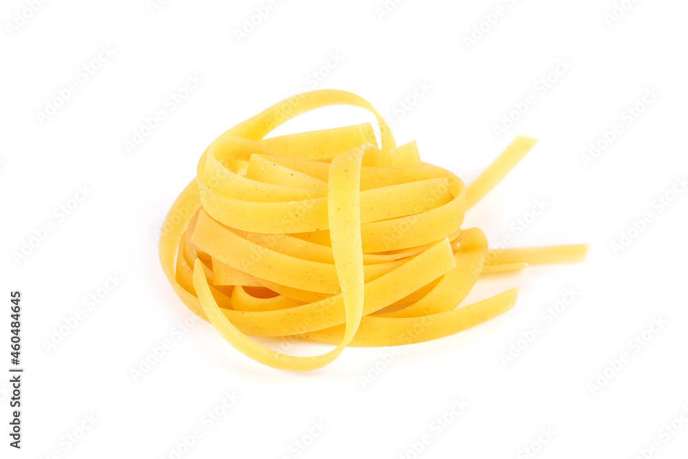 Coiled spaghetti on a white background Coiled spaghetti on a white background