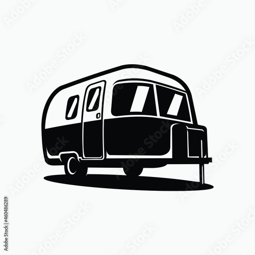Vintage classic caravan camper vector illustration isolated