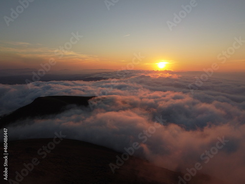 evening sunset sky panorama with clouds. Panorama over clouds © NastidePlasy