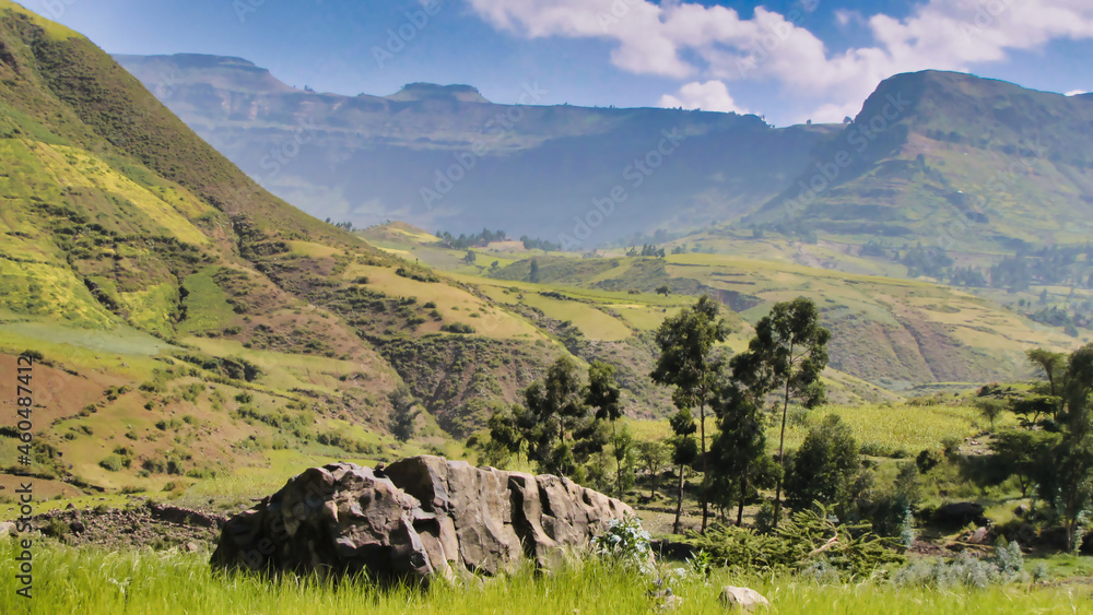 landscape in the highlands of Ethiopia in Africa landscape in the highlands of Ethiopia in Africa