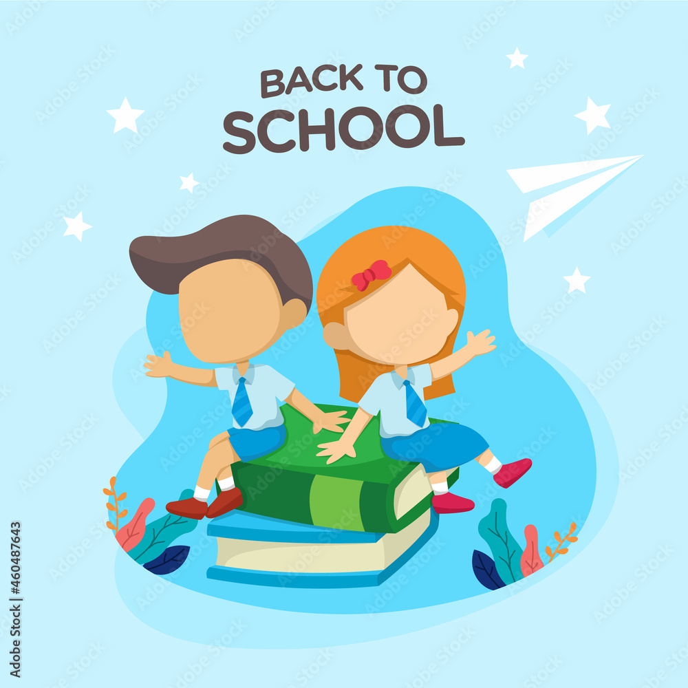Fototapeta premium Back to school flat illustration