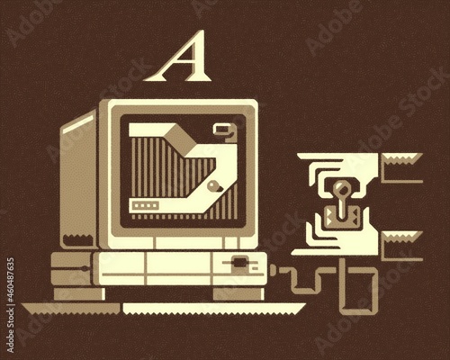 Tableau sur toile Retro computer, featuring the Commodore Amiga 1000.