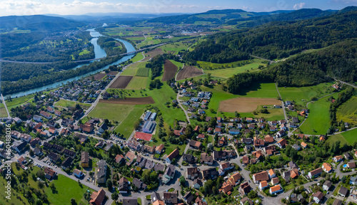 Aerial view around  the village Villnachern in Switzerland on a sunny day in summer. photo